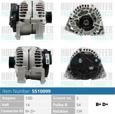 Hoffer H5510099 - Генератор autospares.lv