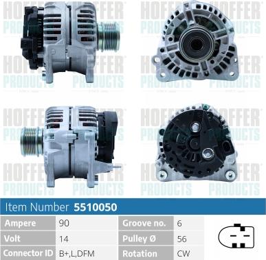 Hoffer H5510050 - Генератор autospares.lv