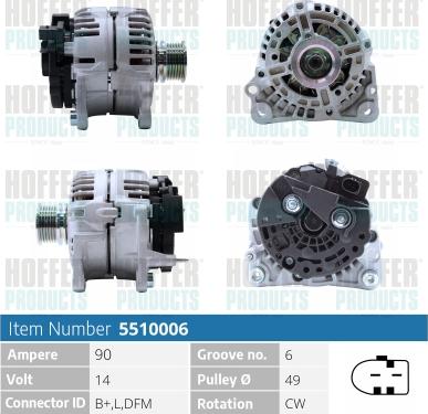 Hoffer H5510006 - Генератор autospares.lv