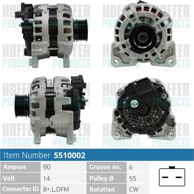 Hoffer H5510002 - Генератор autospares.lv