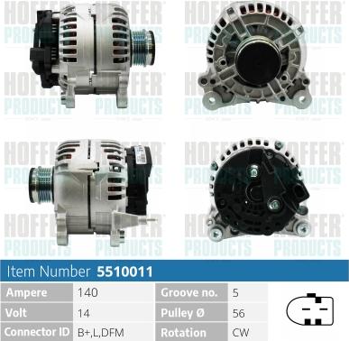 Hoffer H5510011 - Генератор autospares.lv