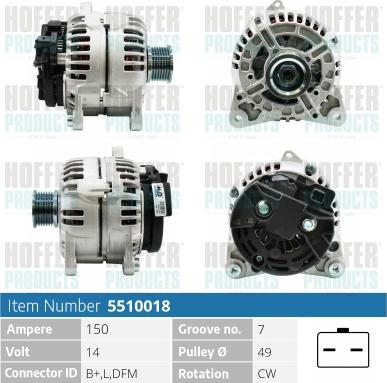 Hoffer H5510018 - Генератор autospares.lv