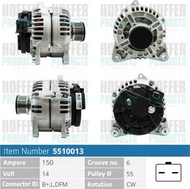 Hoffer H5510013 - Генератор autospares.lv