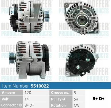 Hoffer H5510022 - Генератор autospares.lv