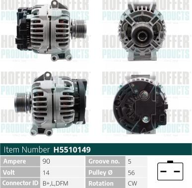 Hoffer H5510149 - Генератор autospares.lv