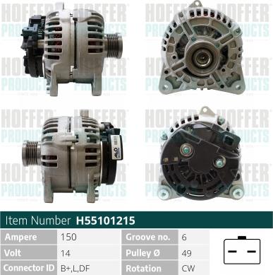 Hoffer H55101215 - Генератор autospares.lv