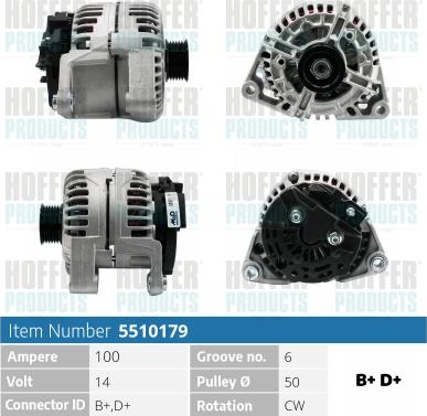 Hoffer H5510179 - Генератор autospares.lv