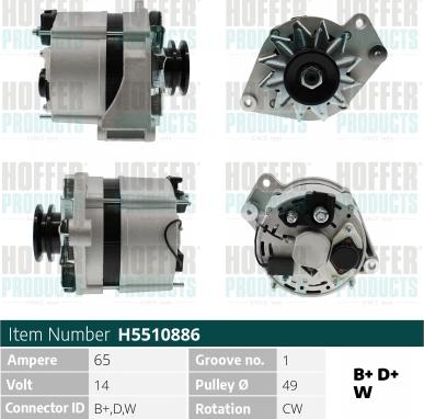 Hoffer H5510886 - Генератор autospares.lv