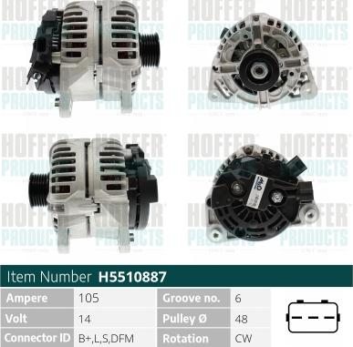 Hoffer H5510887 - Генератор autospares.lv