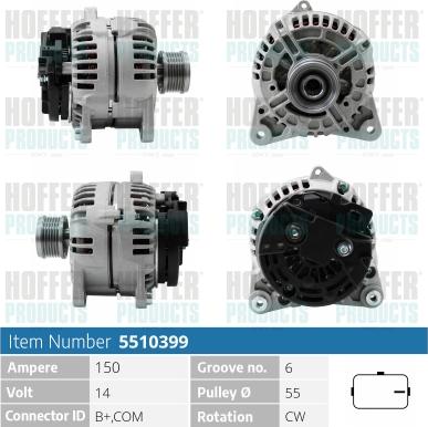 Hoffer H5510399 - Генератор autospares.lv