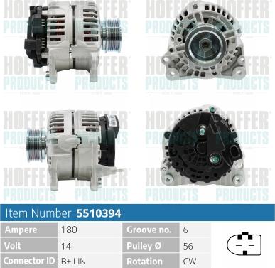 Hoffer H5510394 - Генератор autospares.lv