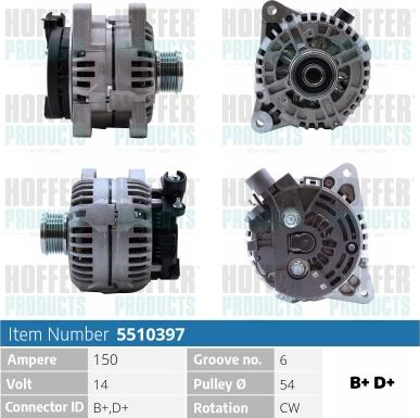 Hoffer H5510397 - Генератор autospares.lv