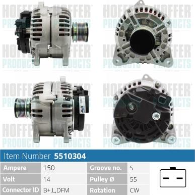 Hoffer H5510304 - Генератор autospares.lv