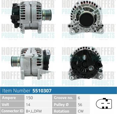 Hoffer H5510307 - Генератор autospares.lv