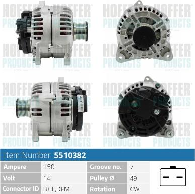 Hoffer H5510382 - Генератор autospares.lv