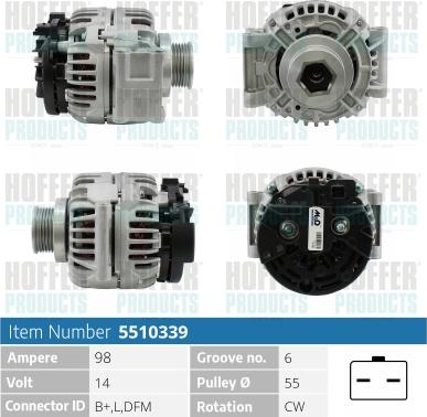 Hoffer H5510339 - Генератор autospares.lv