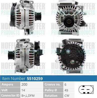 Hoffer H5510259 - Генератор autospares.lv