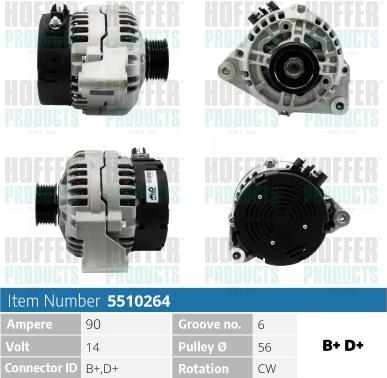 Hoffer H5510264 - Генератор autospares.lv