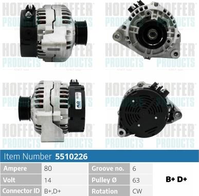 Hoffer H5510226 - Генератор autospares.lv