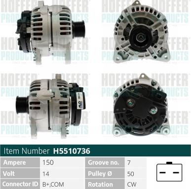 Hoffer H5510736 - Генератор autospares.lv