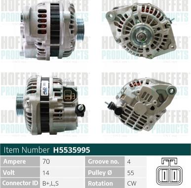 Hoffer H5535995 - Генератор autospares.lv