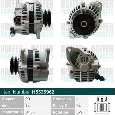 Hoffer H5535962 - Генератор autospares.lv