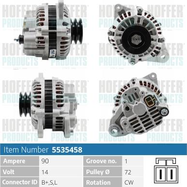 Hoffer H5535458 - Генератор autospares.lv