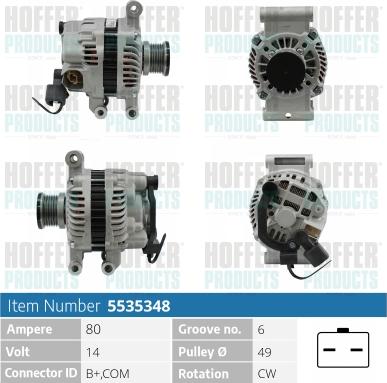 Hoffer H5535348 - Генератор autospares.lv