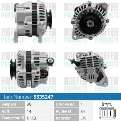 Hoffer H5535247 - Генератор autospares.lv