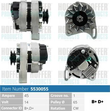 Hoffer H5530055 - Генератор autospares.lv