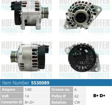 Hoffer H5530089 - Генератор autospares.lv