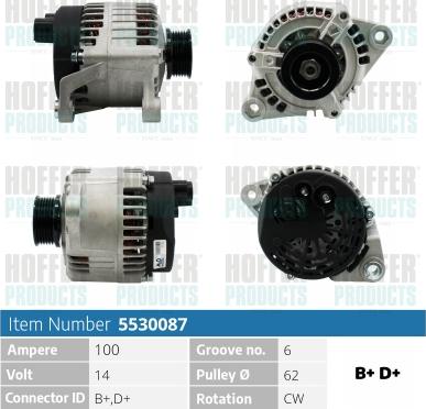 Hoffer H5530087 - Генератор autospares.lv