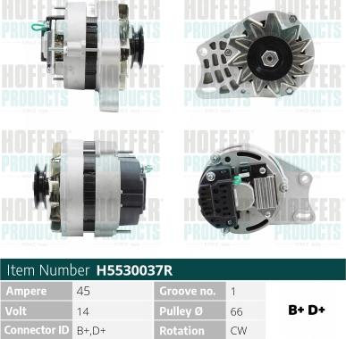 Hoffer H5530037R - Генератор autospares.lv