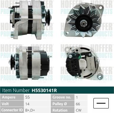 Hoffer H5530141R - Генератор autospares.lv