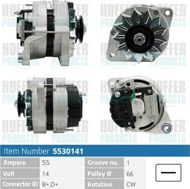 Hoffer H5530141 - Генератор autospares.lv