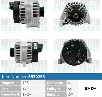 Hoffer H5530253 - Генератор autospares.lv