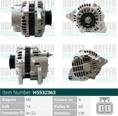 Hoffer H5532363 - Генератор autospares.lv