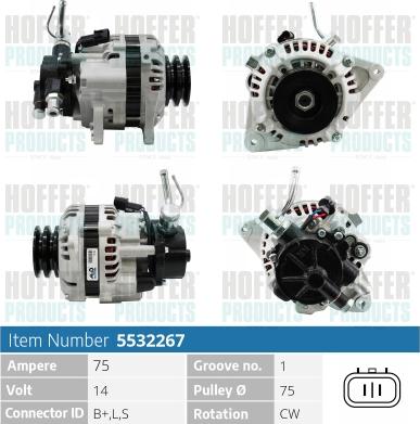 Hoffer H5532267 - Генератор autospares.lv