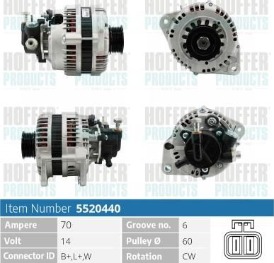 Hoffer H5520440 - Генератор autospares.lv