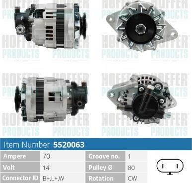 Hoffer H5520063 - Генератор autospares.lv