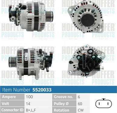 Hoffer H5520033 - Генератор autospares.lv