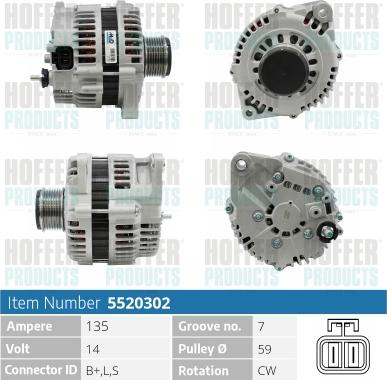 Hoffer H5520302 - Генератор autospares.lv