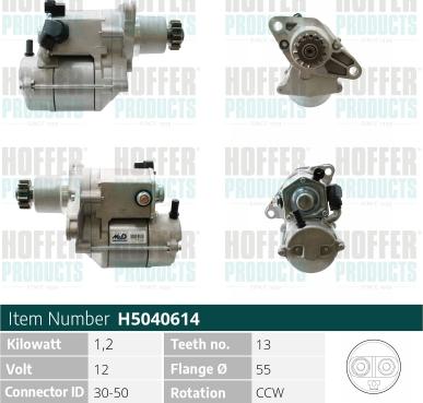 Hoffer H5040614 - Стартер autospares.lv