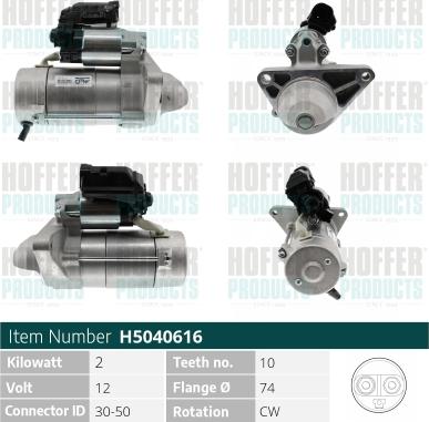 Hoffer H5040616 - Стартер autospares.lv