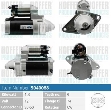 Hoffer H5040088 - Стартер autospares.lv