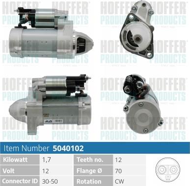 Hoffer H5040102 - Стартер autospares.lv