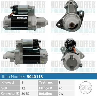 Hoffer H5040118 - Стартер autospares.lv