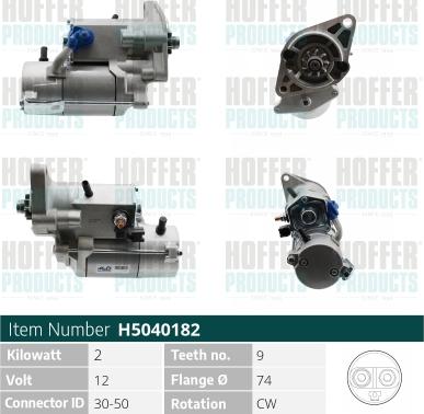 Hoffer H5040182 - Стартер autospares.lv