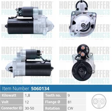 Hoffer H5060134 - Стартер autospares.lv