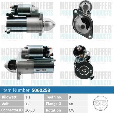 Hoffer H5060253 - Стартер autospares.lv